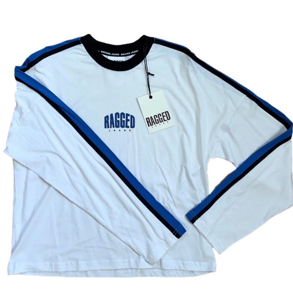 SOLD Ragged Jeans Pin Strip Long Sleeve Shirt